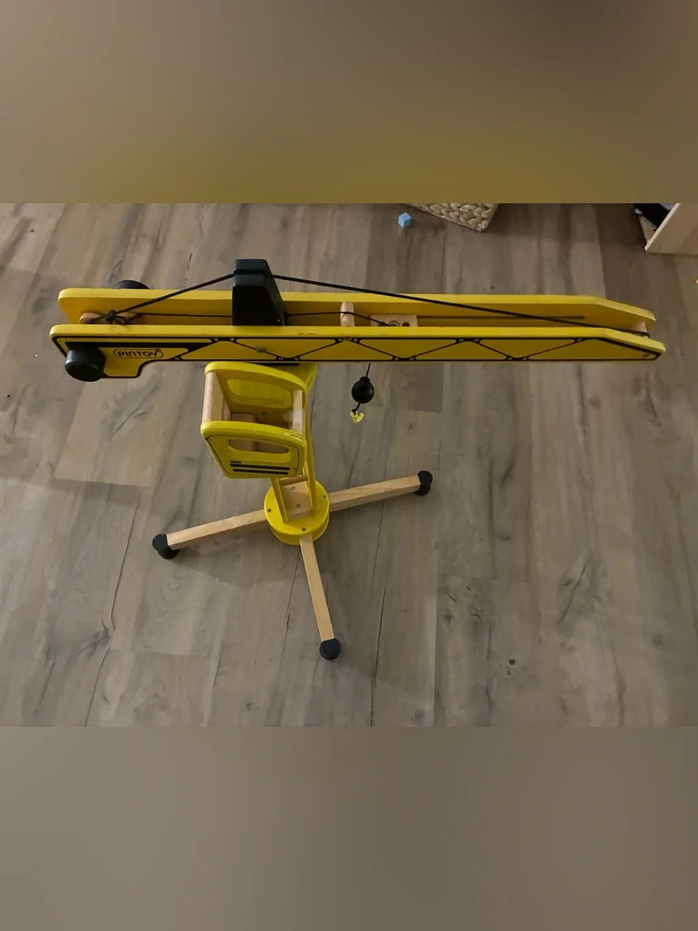 Yellow Wooden Kids Crane Playset by